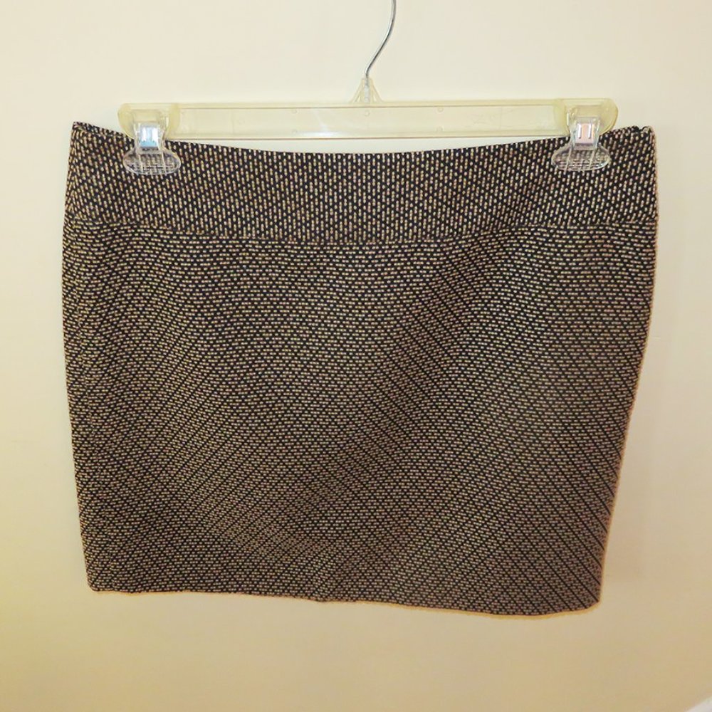 LOFT Tan & Black Mini Skirt, Size 8, Stretch